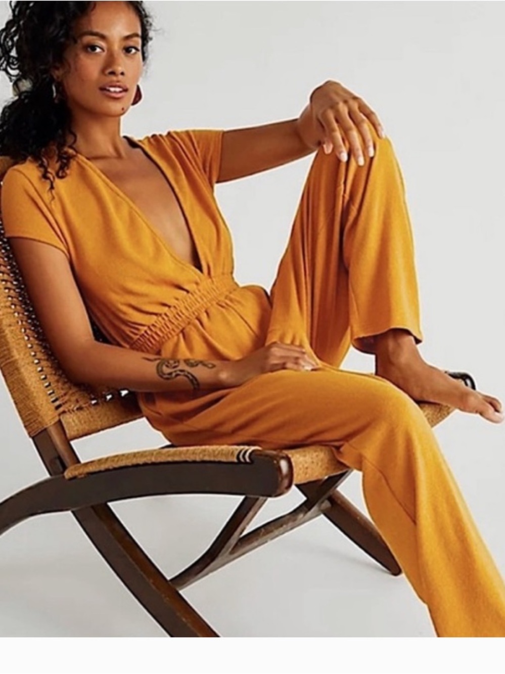 Free People Beach Gold Terry Cloth Jumpsuit